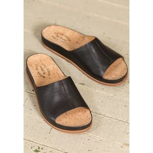 Kork-Ease | Tutsi Leather Slide Sandals in Black Size 8